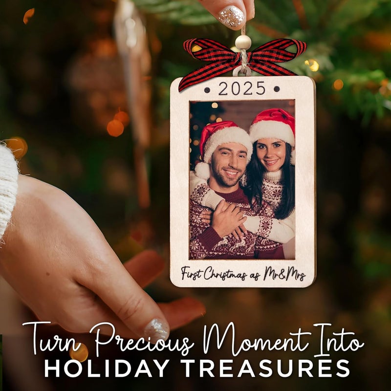 Hangwoous First Christmas As Mr And Mrs 2025 Picture Frame Ornament - Wedding Gifts for Newlyweds - First Christmas Married Ornament 2025 - Newlyweds Gifts For Couples - Mr And Mrs Wedding Gift - Portrait Frame - Image 4